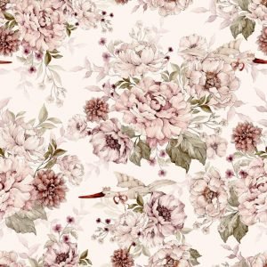 @dehuismuts Wallpaper Flowers and Storks- Dreamy Pink & Peony