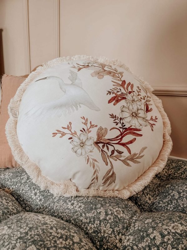 Round decorative pillow " Swan"