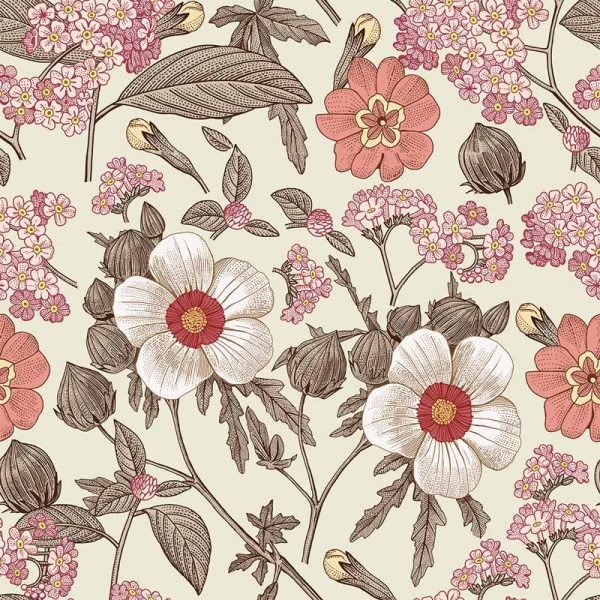 Retro Bouquet Behang