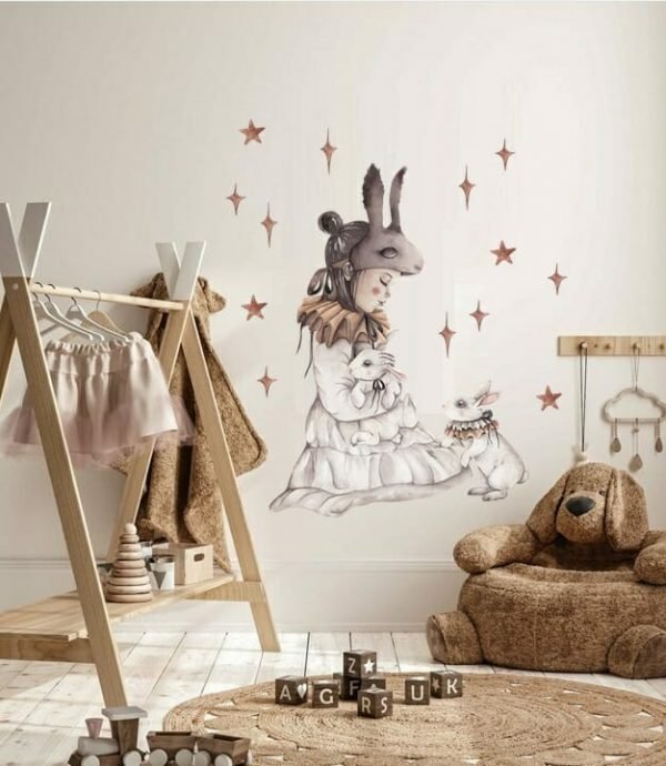 Dream bunny Girl 150 x 100 cm Wandsticker