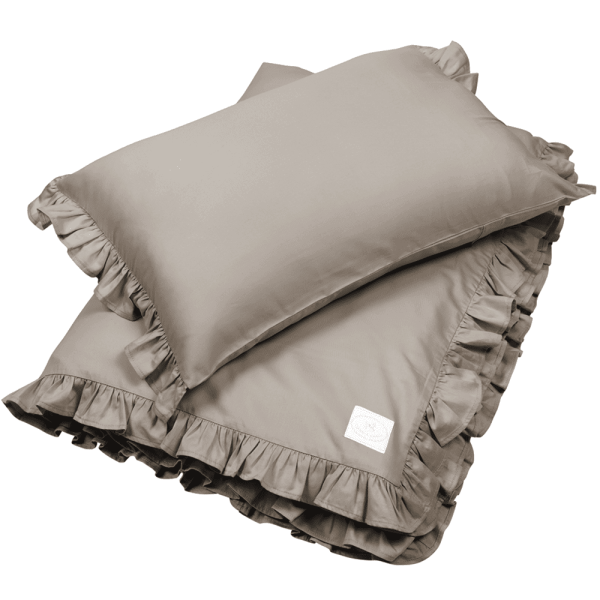 Junior 'Margaret' linnen set met ruffles Taupe - Cotton & Sweets  100 x 135 - Afbeelding 3