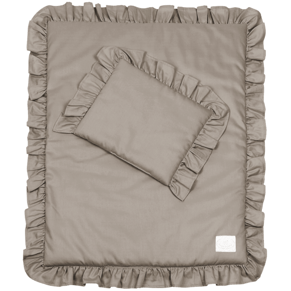 Set neonato in lino 'Margaret' con volant Taupe - Cotton & Sweets 80 x 100 cm