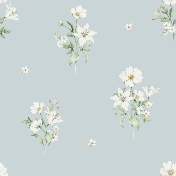 Blue and White Flowers - Wallpaper