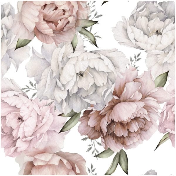 Peonies-White- Behang