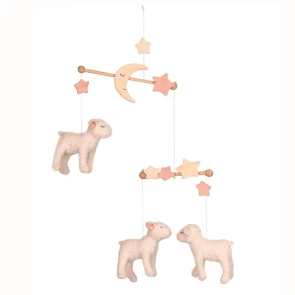 Mobile -Lambs, including wooden holder