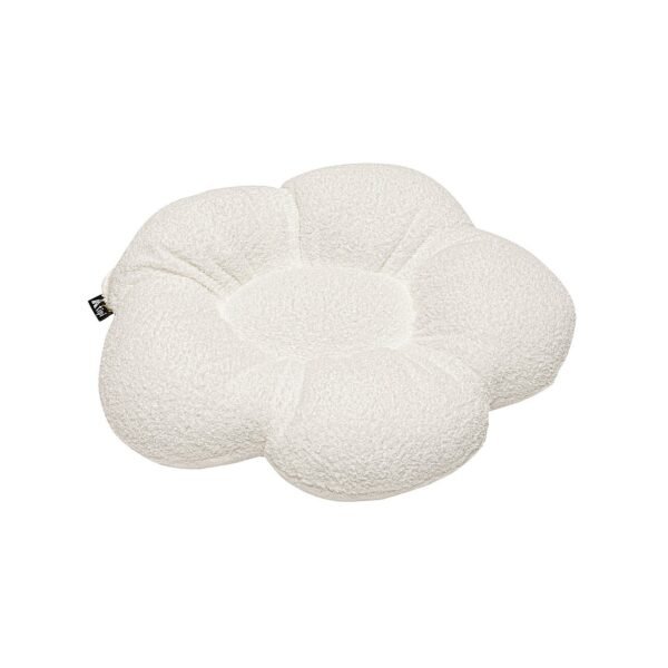 Large boucle flower cushion 'Flower' white