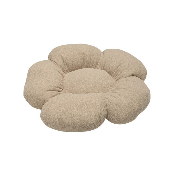 Grand coussin à fleurs en boucle 'Flower' beige