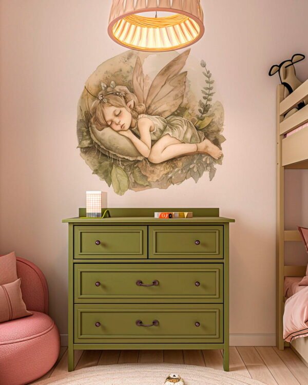 Forest sleeping Fairies - Circle Wandsticker - Afbeelding 2