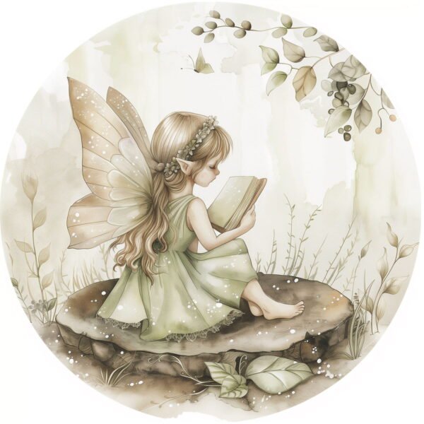 Forest reading Fairies - Circle Wall Sticker