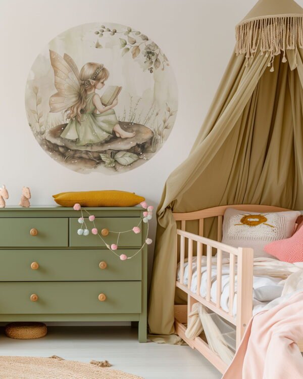 Forest reading Fairies - Circle Wall Sticker - Image 2