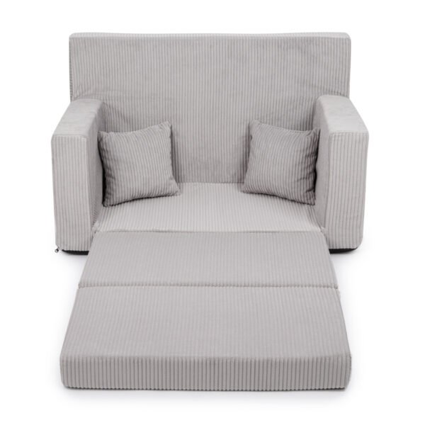 Foldable children's sofa-corduroy gray - Image 2