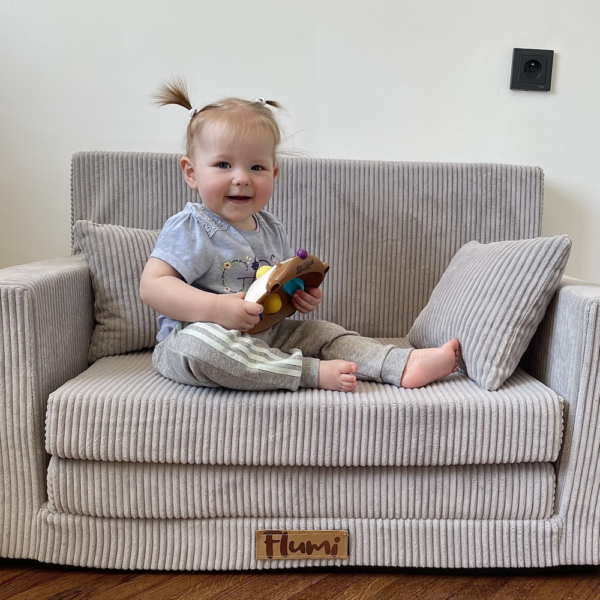 Foldable children's sofa-corduroy gray - Image 3