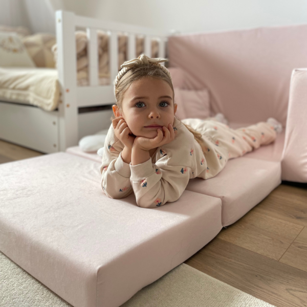 Foldable children's sofa powder pink - Image 2